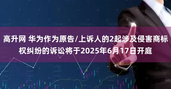 高升网 华为作为原告/上诉人的2起涉及侵害商标权纠纷的诉讼将于2025年6月17日开庭